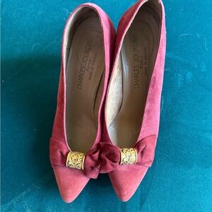 Charles Jourdan Pink Heels with Gold Accent